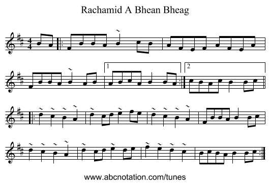 Rachamid A Bhean Bheag - staff notation