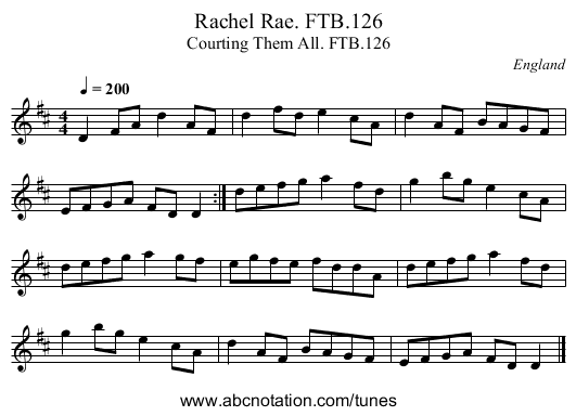 Rachel Rae. FTB.126 - staff notation