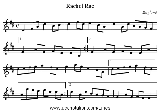Rachel Rae - staff notation
