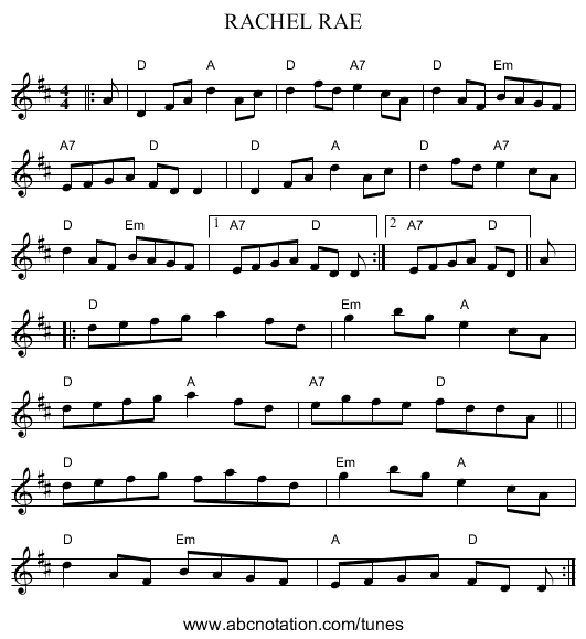 RACHEL RAE - staff notation