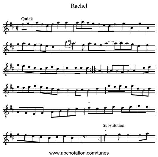 Rachel - staff notation
