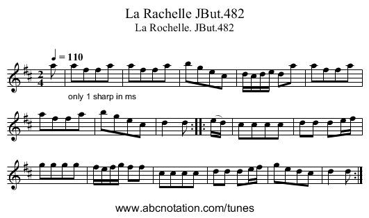 Rachelle JBut.482, La - staff notation