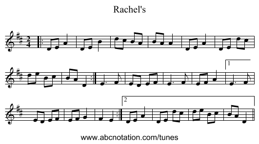 Rachel's - staff notation