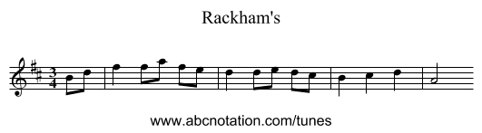 Rackham's - staff notation
