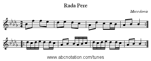 Rada Pere - staff notation