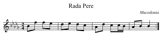 Rada Pere - staff notation