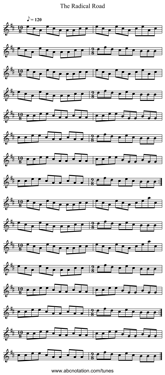 Radical Road, The - staff notation