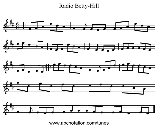 Radio Betty-Hill - staff notation