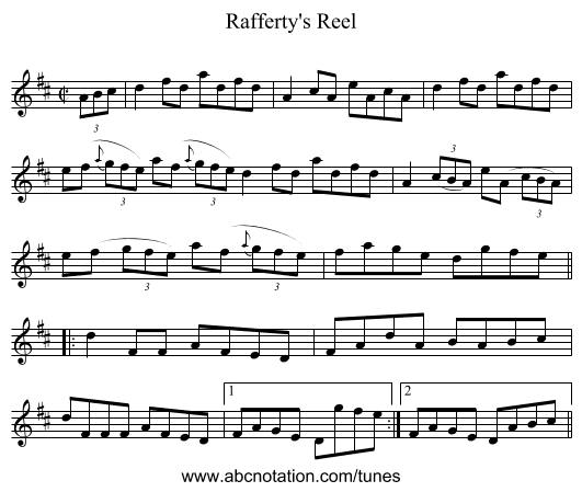 Rafferty's Reel - staff notation