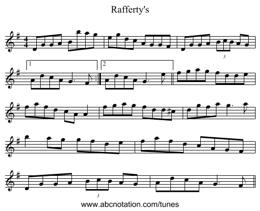 Rafferty's - staff notation