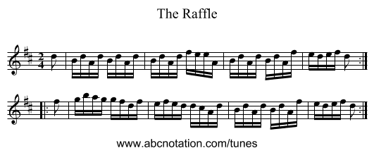 Raffle, The - staff notation