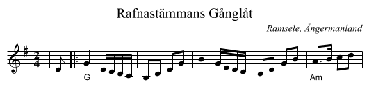 Rafnastämmans Gånglåt - staff notation