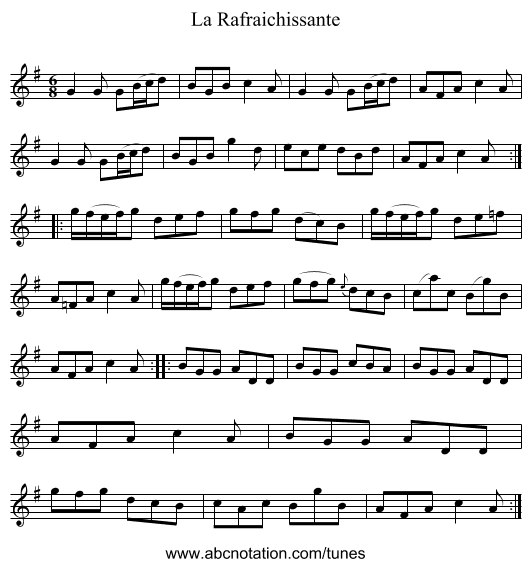 Rafraichissante, La - staff notation