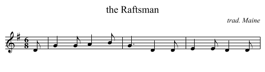 Raftsman, the  - staff notation