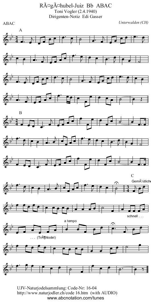 RÃ¤gÃ¤hubel-Juiz  Bb  ABAC - staff notation