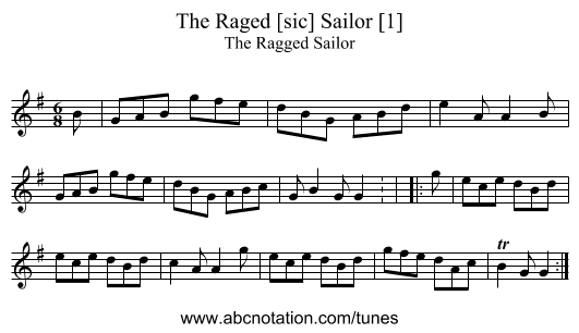 Raged [sic] Sailor [1], The - staff notation