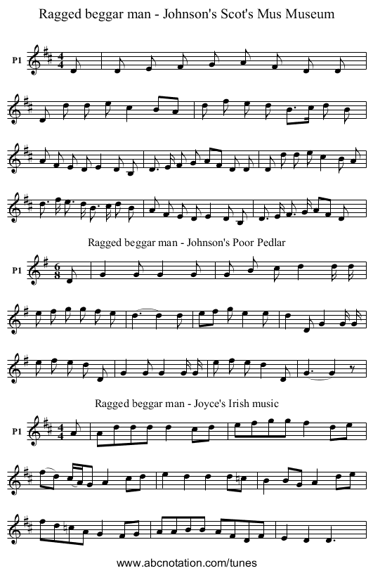 Ragged beggar man - Johnson's Scot's Mus Museum - staff notation
