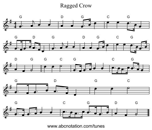 Ragged Crow - staff notation