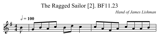 Ragged Sailor [2]. BF11.23, The - staff notation