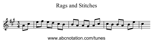 Rags and Stitches - staff notation