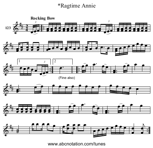 *Ragtime Annie - staff notation