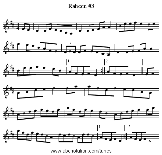 Raheen #3 - staff notation