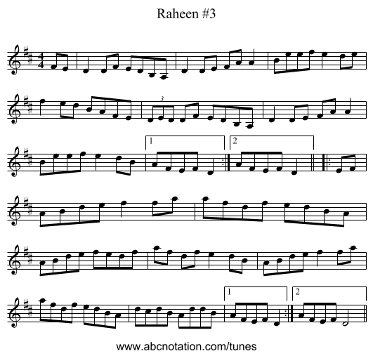 Raheen #3 - staff notation