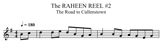 RAHEEN REEL #2, The - staff notation