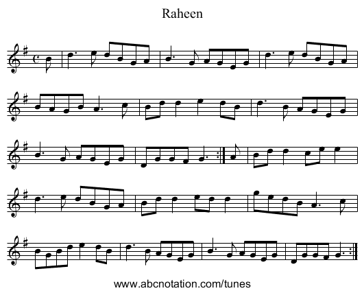 Raheen - staff notation