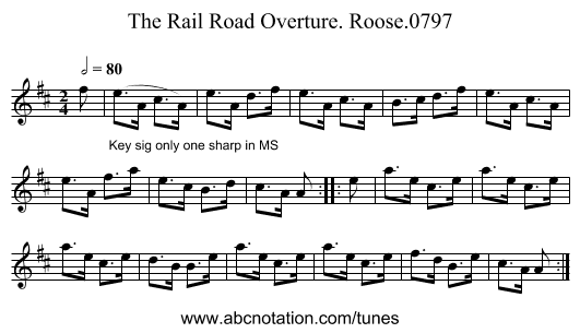 Rail Road Overture. Roose.0797, The - staff notation