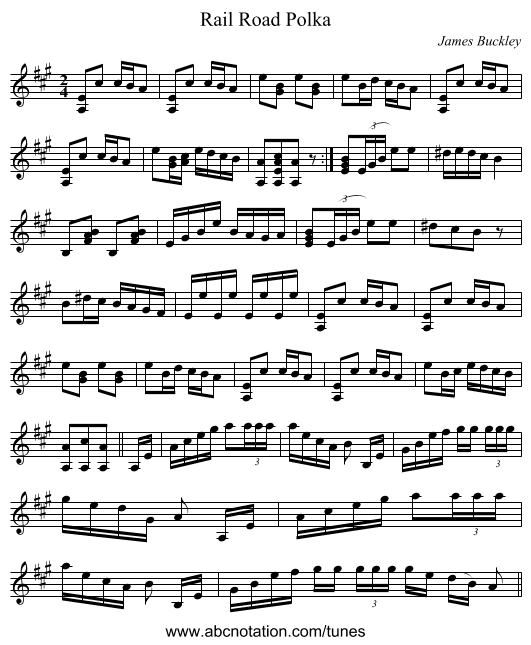 Rail Road Polka - staff notation