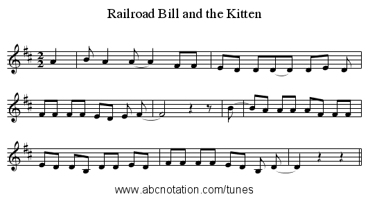 Railroad Bill and the Kitten - staff notation