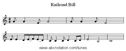 Railroad Bill - staff notation