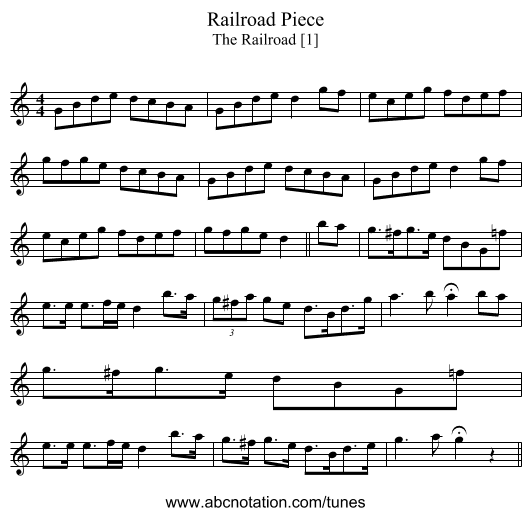 Railroad Piece - staff notation