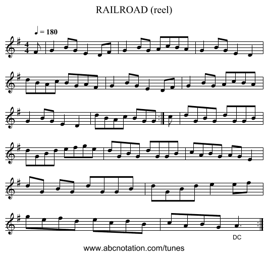 RAILROAD (reel) - staff notation