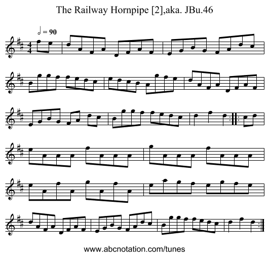 Railway Hornpipe [2],aka. JBu.46, The - staff notation