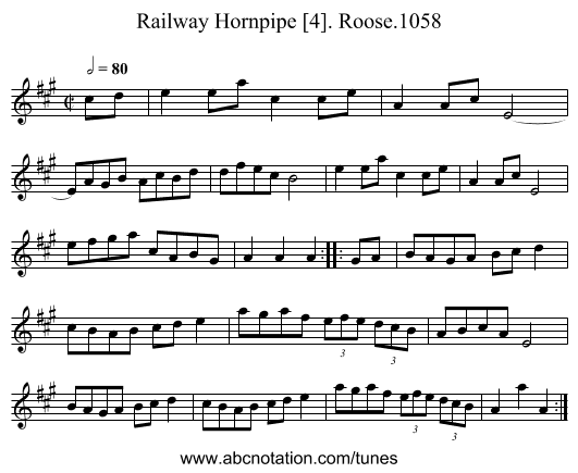Railway Hornpipe [4]. Roose.1058 - staff notation