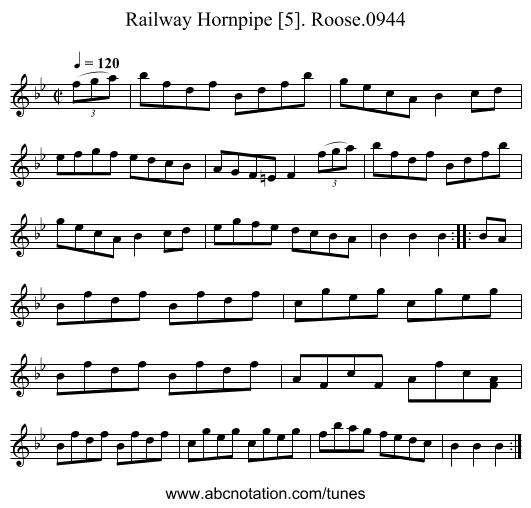 Railway Hornpipe [5]. Roose.0944 - staff notation