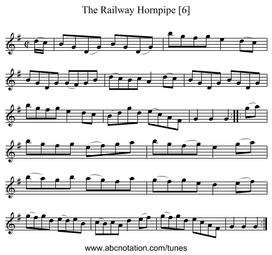 Railway Hornpipe [6], The - staff notation
