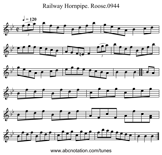 Railway Hornpipe. Roose.0944 - staff notation