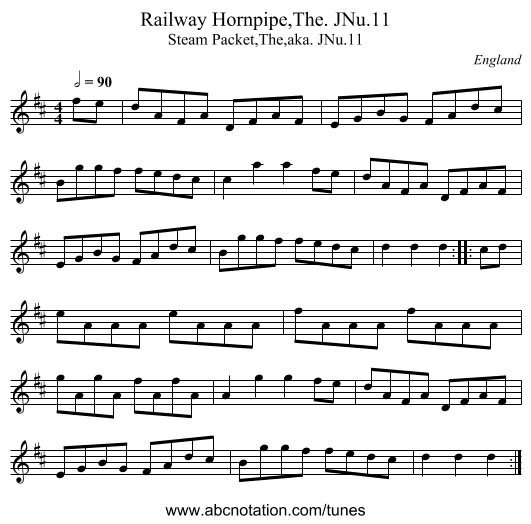 Railway Hornpipe,The. JNu.11 - staff notation