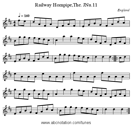 Railway Hornpipe,The. JNu.11 - staff notation