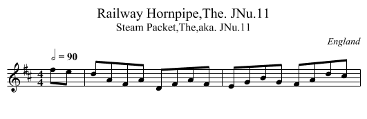 Railway Hornpipe,The. JNu.11 - staff notation