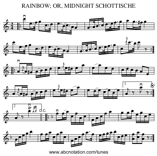 RAINBOW; OR, MIDNIGHT SCHOTTISCHE - staff notation