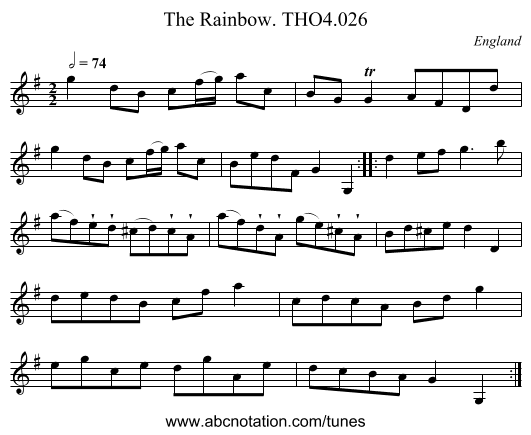 Rainbow. THO4.026, The - staff notation