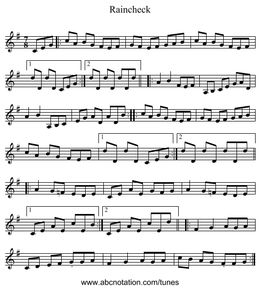 Raincheck - staff notation