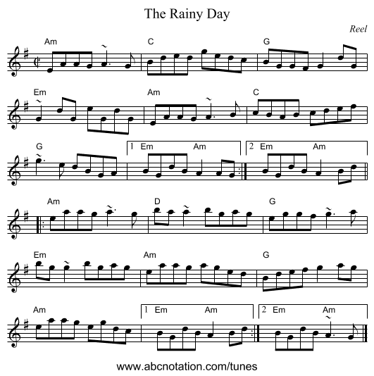 Rainy Day, The - staff notation
