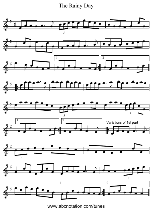 Rainy Day, The - staff notation
