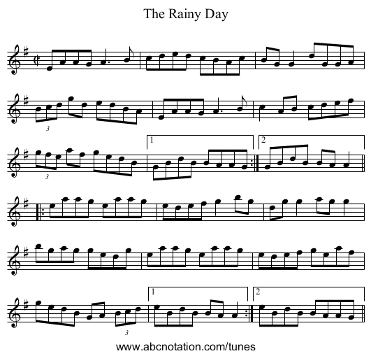 Rainy Day, The - staff notation