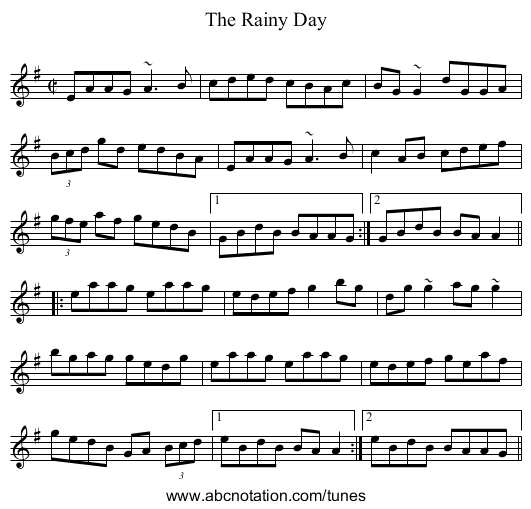 Rainy Day, The - staff notation